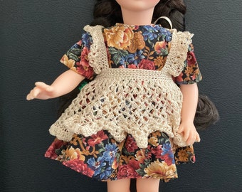 Cotton Doll Dress & Pinafore for Patsy Effner Ginny Goebel Hummel and other 11-14" antique and modern dolls