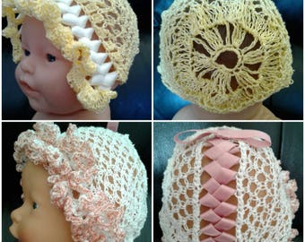 PDF File 102 Baby doll crochet Bonnet pattern Shirl-A-Lee Doll Bonnets