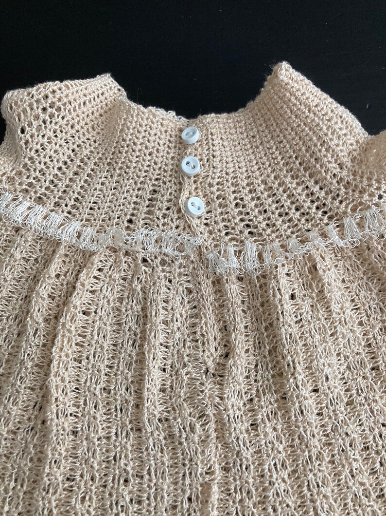 Ecru hand crocheted doll dress Gown fits 12-15 dolls image 5