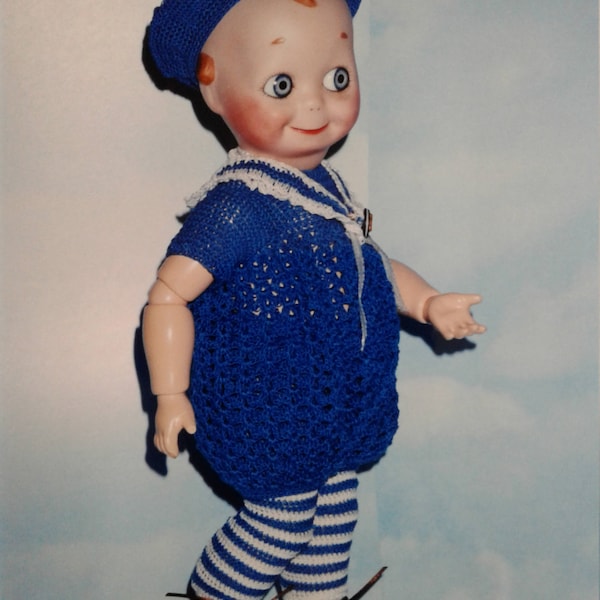 PDF File 124 crochet pattern Kewpie Sailor Suit for antique modern  12-15" dolls Berenguer, Reborn, Kewpie