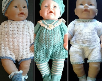 OOAK Crochet Boy Doll Romper Sweater SET for Berenguer 14-15 inch & antique - modern dolls