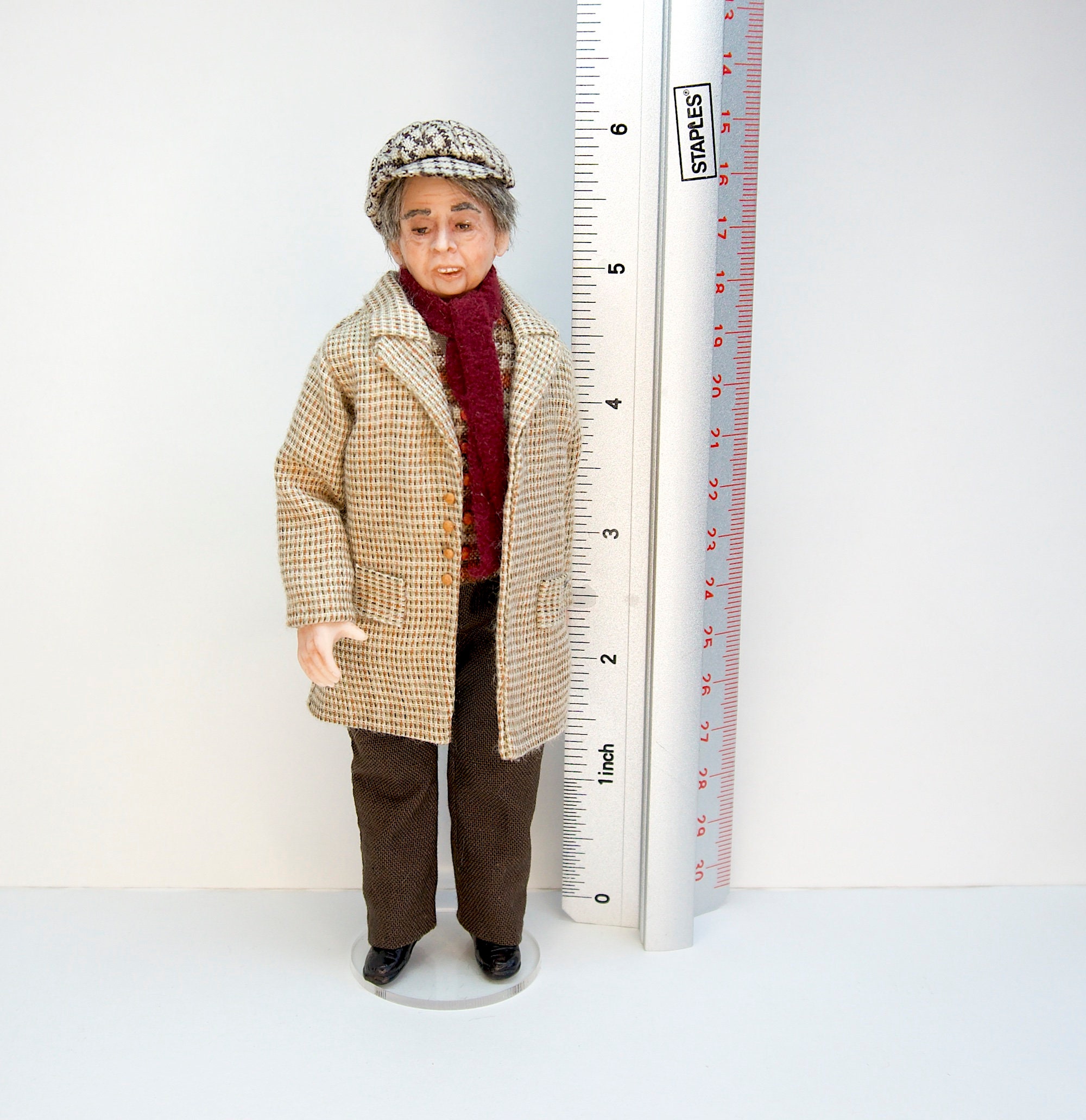 12th Scale Miniature Dollhouse Gentlemen Doll, Handcrafted Collectible