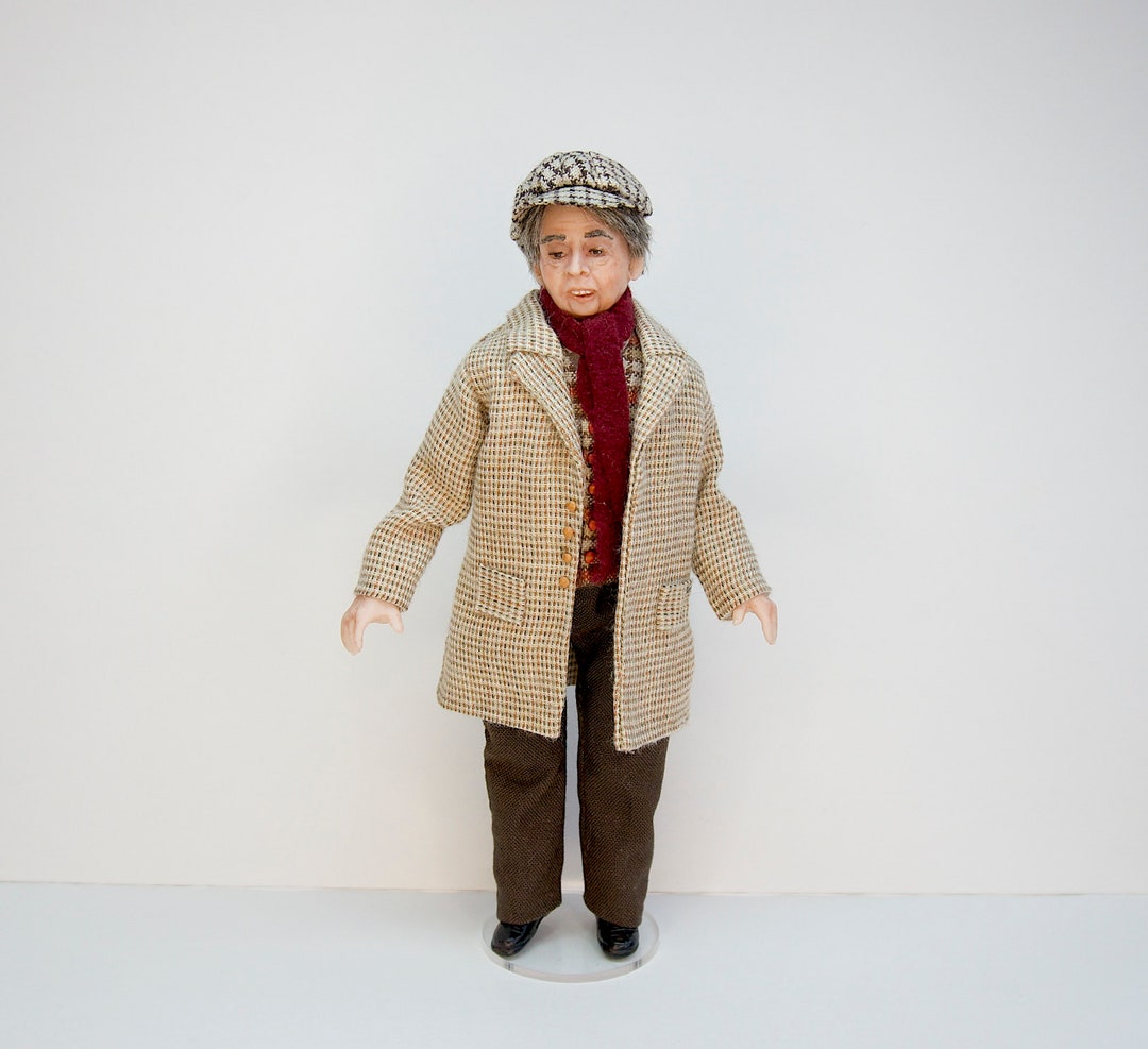 12th Scale Miniature Dollhouse Gentlemen Doll, Handcrafted Collectible