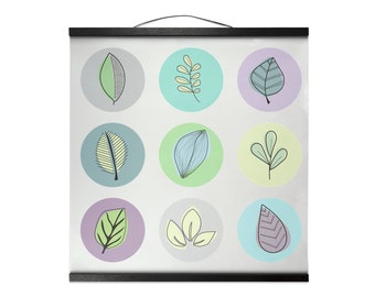 Doodled Leaves Design Hanging Canvas Print