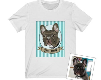 Benutzerdefiniertes HaustierPortrait gedruckt auf Unisex Jersey Kurzärmeliges T-Shirt