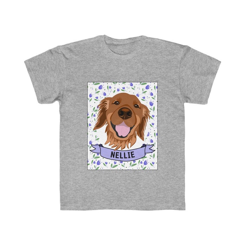 Custom Pet Portrait Printed on Kids Regular Fit Tee image 2