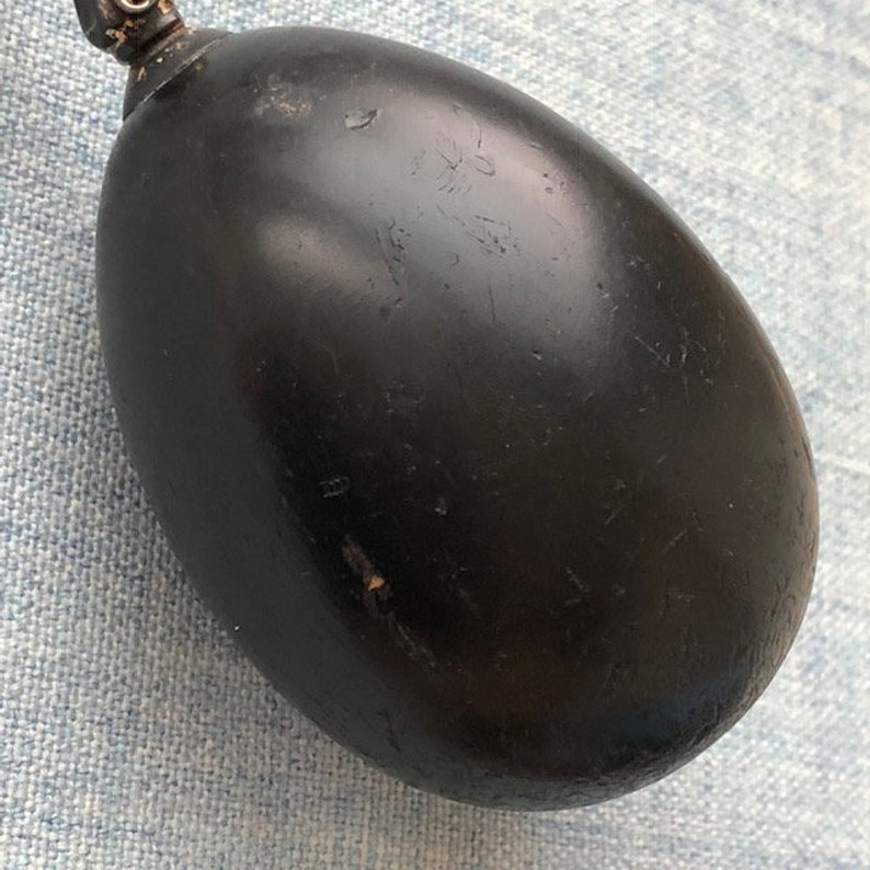 Vintage Antique Victorian Darning Egg W Sterling Silver Ebony Wood handle Sewing