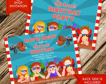 Movie Night Cinema Theater Kids Birthday Party Invitation (DIGITAL ONLY)