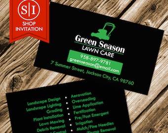 Lawn Care Business Card | Landscape Plants Tree Mown Landscaping Mower Grass | Digital Download