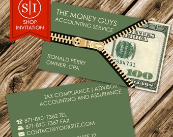 100 Dollar Bill Business Card | Financing Investment Accountant Accounting Money Loan Lender | Digital Download