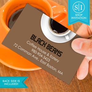 Coffee Business Card | Coffee House Shop Cafe Bakery Cappuccino Latte | Digital Download