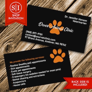 Wizytówka weterynarza | Animal Doctor Paw Veterinary Hospital Clinic Karta przypominająca o wizycie u weterynarza | Pobieranie cyfrowe