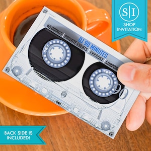 Visitekaartje DJ-discjockey | Audiocassettebandje Retro Music Club-ontwerp | Digitale download