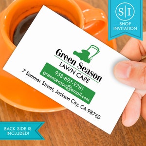 Lawn Care Business Card | Landscape Plants Tree Mown Landscaping Mower Grass | Digital Download