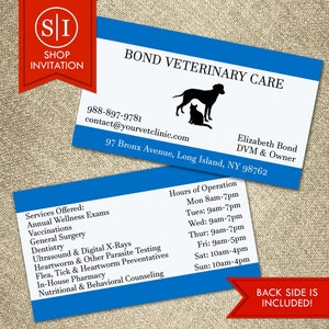 Veterinarian Business Card | Animal Doctor Paw Veterinary Hospital Clinic Vet | Digital Download