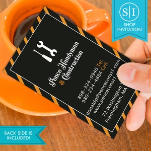 Handyman Business Card | Carpenter, Remodeling, Tools Design | Digital Download