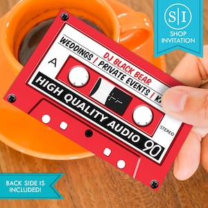 DJ Disc Jockey Visitenkarte | Audio Kassette Tonband Retro Musik Club Design | Digitaler Download