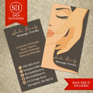 Cartão de visita de massagem spa | Terapeuta Terapia Massagem Salão de beleza | Download digital