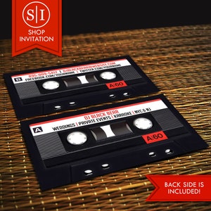 Cartão de visita DJ Disc Jockey | Design de clube de música retrô com fita cassete de áudio | Download digital