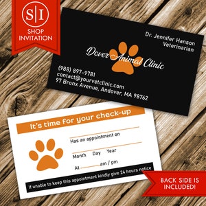 Wizytówka weterynarza | Animal Doctor Paw Veterinary Hospital Clinic Karta przypominająca o wizycie u weterynarza | Pobieranie cyfrowe