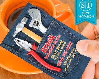 Handyman Business Card | Carpenter, Remodeling, Tools Design | Digital Download