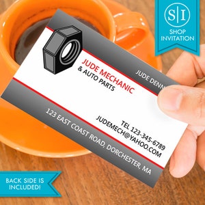 Biglietto da visita per riparazione auto / Meccanico auto Servizi per veicoli Carrozzeria Meccanica / Download digitale