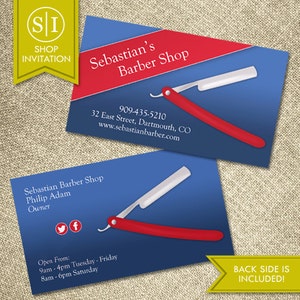 Barbershop Razor Business Card | Men Haircut Shaving Barber Salon | Digital Download