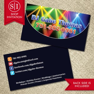 DJ Disc Jockey Business Card | Music NightClub Lights Design | Digital Download