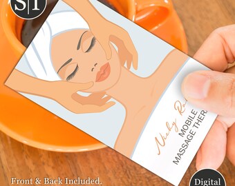Spa & Massage Business Card | Beauty Salon, Therapist and Wellness Studio Design | Digital Download Template