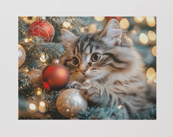 Cute Christmas Cats Canvas | Funny Cat Wall Art, Holiday Décor, Pet Lover Gift, Cat Mom Gift & Cozy Home Print