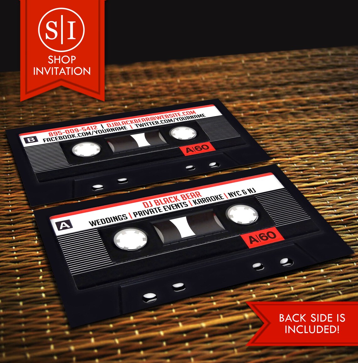 Audio Cassette Tape DJ Disc Jockey Retro Music Club Business Card