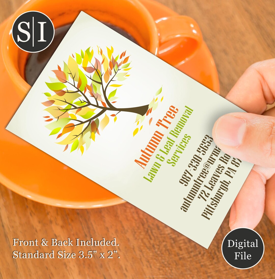 Autumn Tree Business Card | Leaf Removal, Tree Service, Landscaping ...