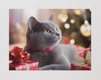 Cute Christmas Cat Canvas | Funny Cat Wall Art, Holiday Décor, Pet Lover Gift, Cat Mom Gift & Cozy Home Print
