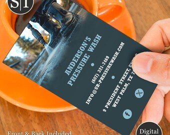 Tarjeta de presentación para lavado a presión y limpieza exterior / Servicio de lavado a presión, limpieza y reparación de canaletas y ventanas / Descarga digital