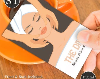 Spa & Massage Business Card | Beauty Salon, Therapist and Wellness Studio Design | Digital Download Template