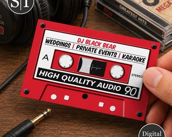 DJ Disc Jockey Business Card | Retro Vinyl Audio Design for Mobile & Event DJs | Digital Download Template