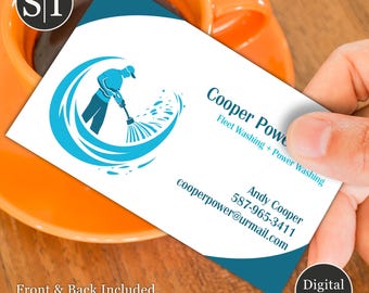 Tarjeta de presentación para lavado a presión y limpieza exterior / Servicio de lavado a presión, limpieza y reparación de canaletas y ventanas / Descarga digital