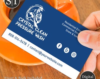 Tarjeta de presentación para lavado a presión y limpieza exterior / Servicio de lavado a presión, limpieza y reparación de canaletas y ventanas / Descarga digital