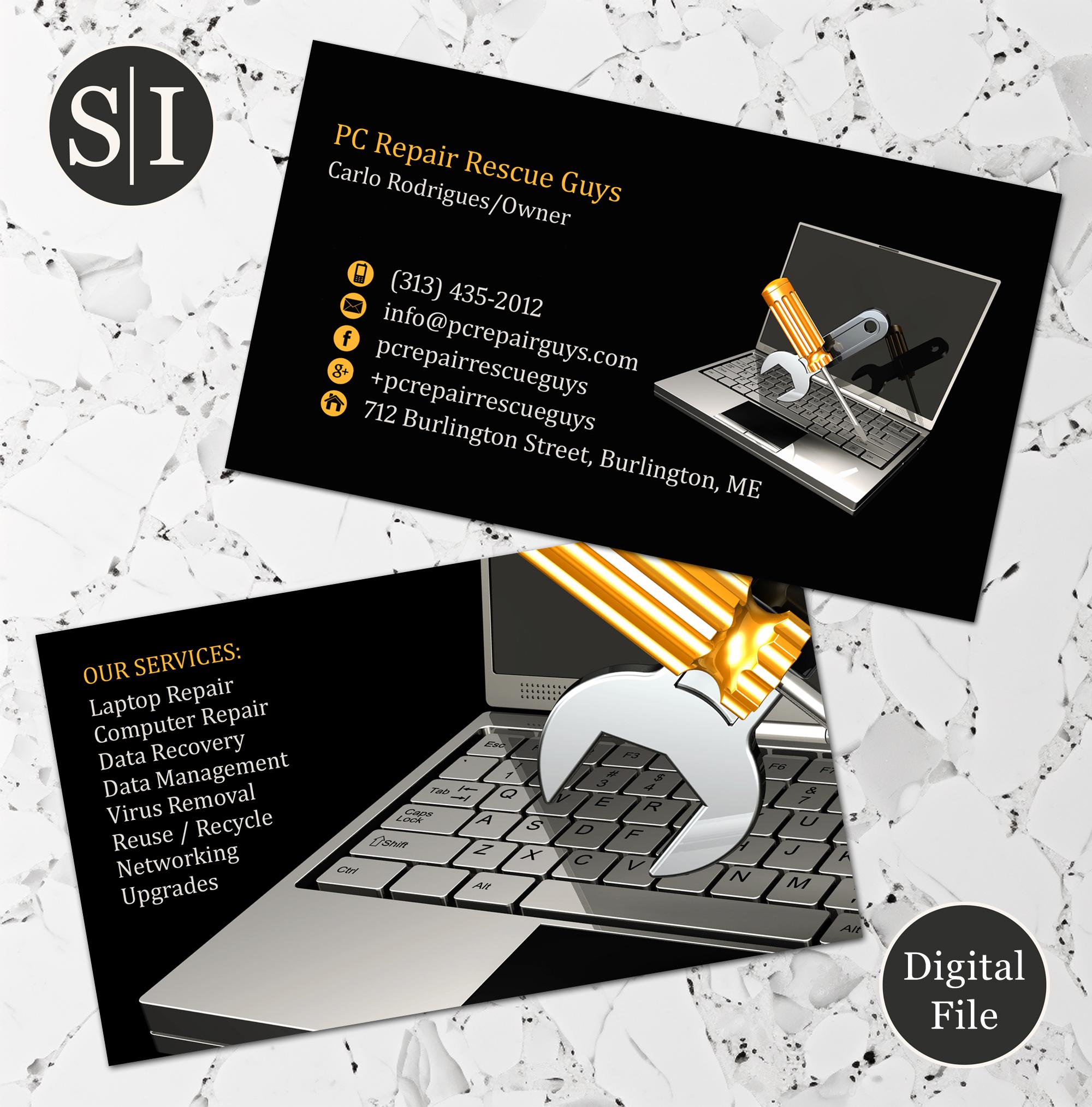 Tarjeta de presentación para reparación de computadoras y servicio técnico  / Soporte informático, diseño de laptops y electrónica / Descarga digital -  Etsy México, image size:2000x2028