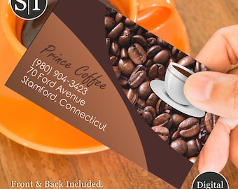 Coffee Business Card | Coffee Shop | Cafe Business Card Design | Bakery, Espresso, Barista, Custom Editable Card | Digital Download