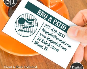 BBQ Business Card | Barbecue Restaurant, Smokehouse, Grill Master, Food Truck, Catering Card | Rustic BBQ Branding | Digital Download