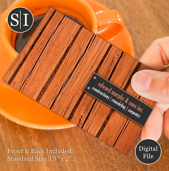 Handyman Business Card | Carpentry and Woodgrain Design for Contractors & Remodelers | Digital Download Template