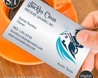 Tarjeta de presentación para lavado a presión y limpieza exterior / Servicio de lavado a presión, limpieza y reparación de canaletas y ventanas / Descarga digital