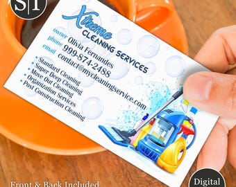 Cleaning Services Business Card | House & Office Cleaning Design | Digital Download Template for Cleaners