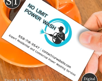 Tarjeta de presentación para lavado a presión y limpieza exterior / Servicio de lavado a presión, limpieza y reparación de canaletas y ventanas / Descarga digital