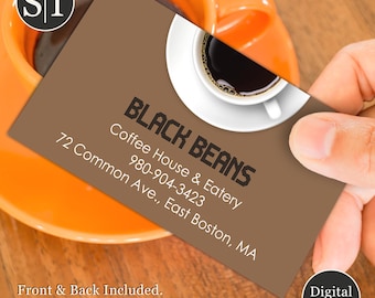 Coffee Business Card | Coffee Shop | Cafe Business Card Design | Bakery, Espresso, Barista, Custom Editable Card | Digital Download