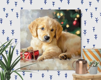 Cute Christmas Puppy Metal Print | Funny Dog Wall Art, Holiday Décor, Pet Lover Gift, Dog Mom Gift & Cozy Home