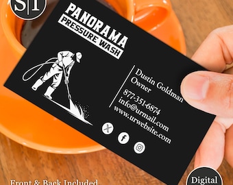 Pressure Washing & Exterior Cleaning Business Card | Power Wash, Gutter / Window Cleaning and Repair Service | Digital Download