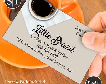 Coffee Business Card | Coffee Shop | Cafe Business Card Design | Bakery, Espresso, Barista, Custom Editable Card | Digital Download