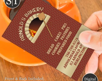 Bakery & Pizza Business Card | Italian Restaurant | Pizzeria, Café, Bakery Card Design | Chef, Food Truck, Catering | Digital Download